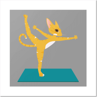 Yoga cat doing Natarajasana asana Posters and Art